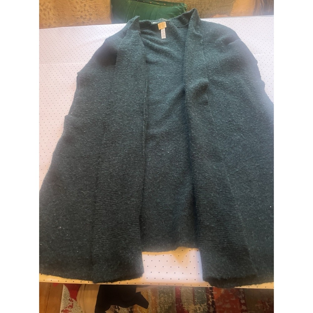 Dark Green Bouclé Cardigan Wrap Shawl One Size